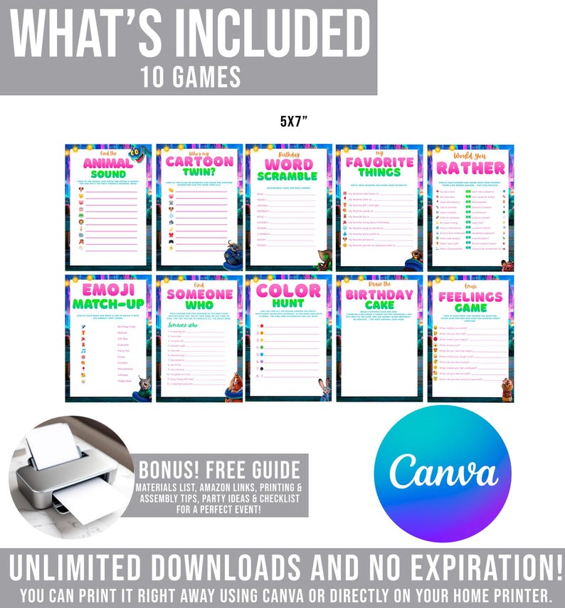 what's included in this game is a free printable
