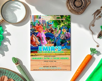 Zootopia Scape Room Invitation: Zootropolis Mistery Card template (Digital Download) – ZO02