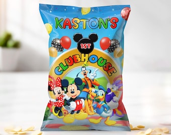 Mickey Mouse Clubhouse Chip Bag Template: Editable Party Favor (Digital Download) - MYM06