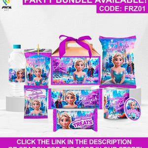 a frozen princess party package with a pink ribbon