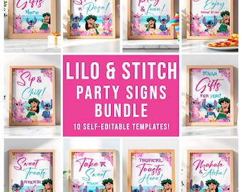 Paquete de pósteres de cumpleaños de Lilo y Stitch: Letreros de Stitch, juego de 5 (descarga digital) – LYS01