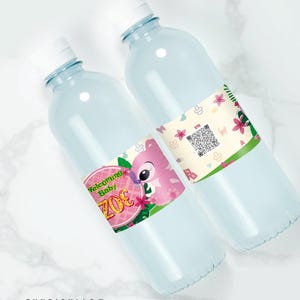 two water bottles with a label on them