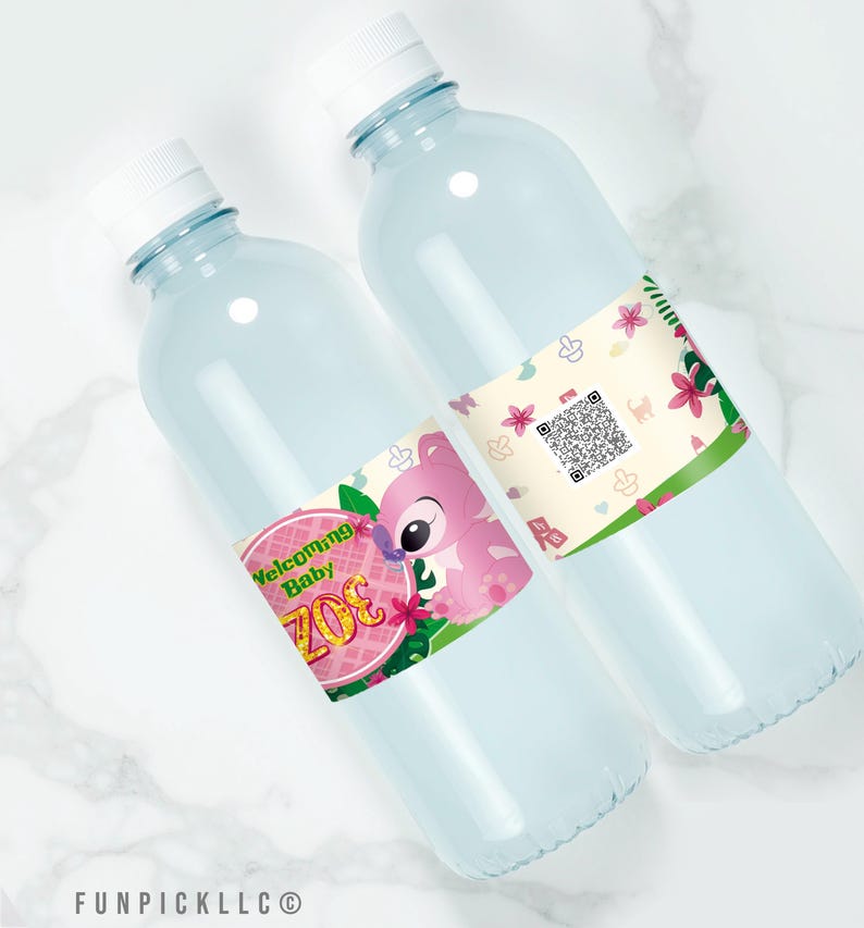 two water bottles with a label on them