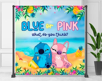 Stitch and Angel Gender Reveal Banner: Editable Stitch Wall Art (Digital Download) – STA03