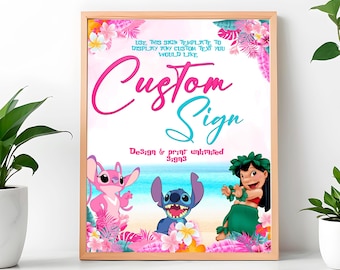Póster de bienvenida de cumpleaños de Lilo y Stitch: Stitch Canva para manualidades (descarga digital) – LYS01