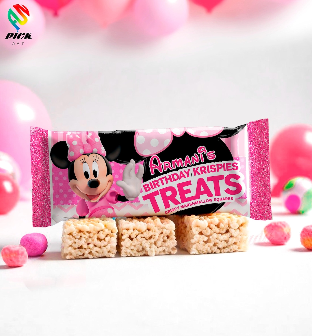 Christopher Rice Minnie Minnie Mouse Birthday Rice Krispies Treat Wrapper: Pink and Black ...