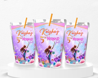 Ariel Birthday Juice Sticker: Little Mermaid Pouch Decal (Digital Download) – LMM02