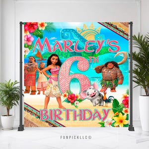Banner de cumpleaños de Moana: Arte mural editable de Maui (descarga digital) – MOA01 imagen 7