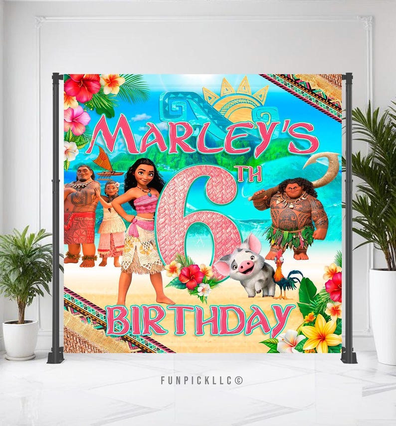 Banner de cumpleaños de Moana: Arte mural editable de Maui (descarga digital) – MOA01 imagen 7