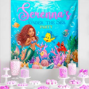 The Little Mermaid Banner: Under the Sea Birthday Backdrop, Digital Download - ARI02 image 6