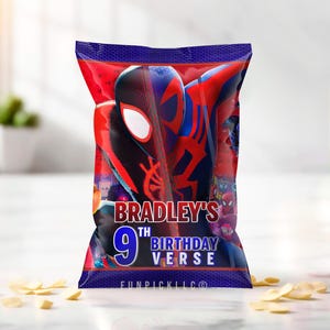Spider Birthday Chips Bag Wrap: Spiderman Bag Template (Digital Download) – SPD02