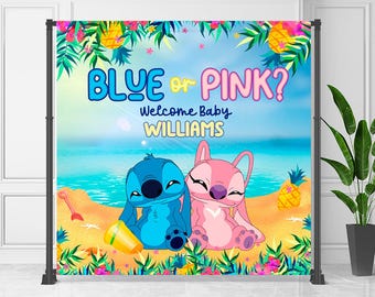 Stitch and Angel Gender Reveal Banner: Editable Stitch Wall Art (Digital Download) – STA03
