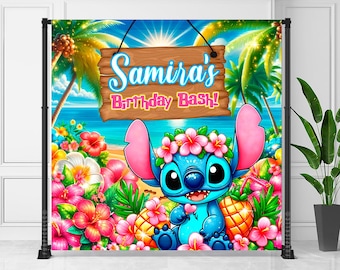 Custom Lilo and Stitch Birthday Photo Banner (Digital Download) - STI03