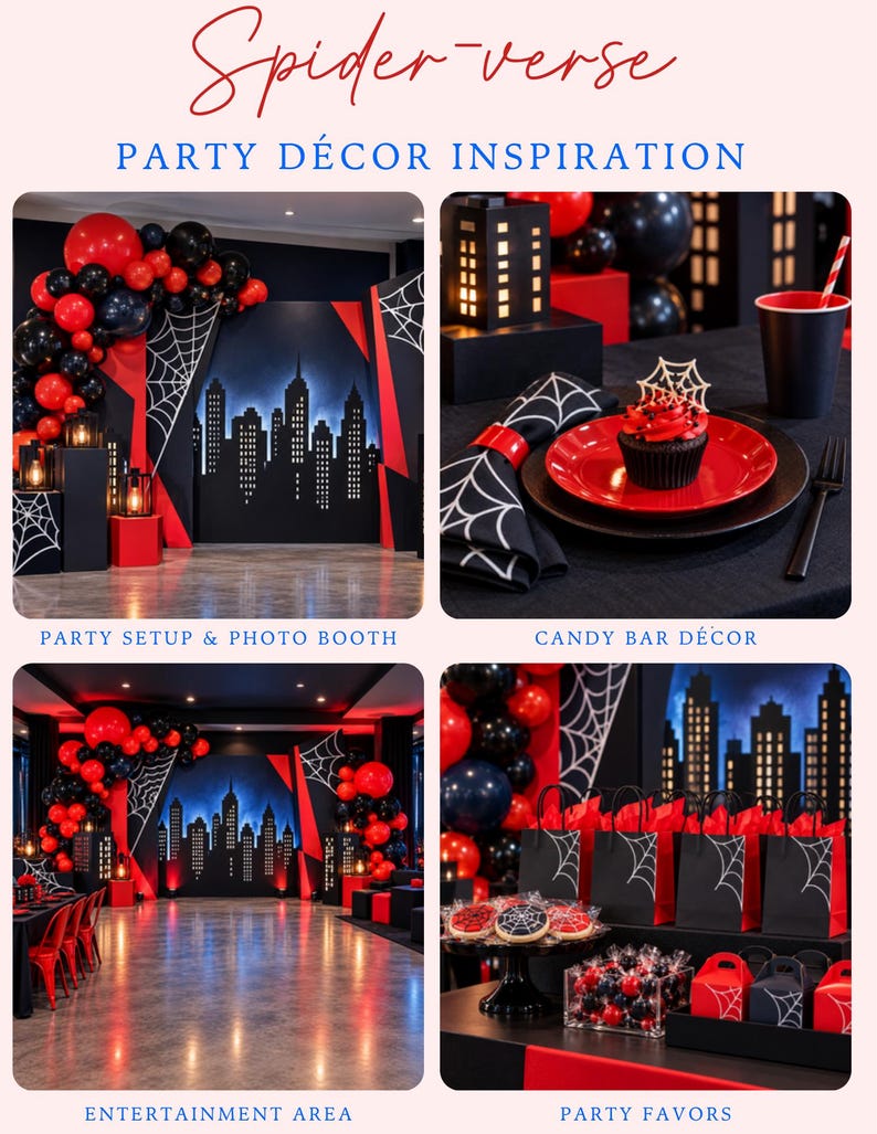 Spider-verse Food Tent Cards, Miles Morales Birthday Buffet Labels ...