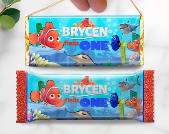 Finding Nemo Birthday Chocolate Bar Wrap: Editable Ocean Wrapper for DIY (Digital Download) – FIN01