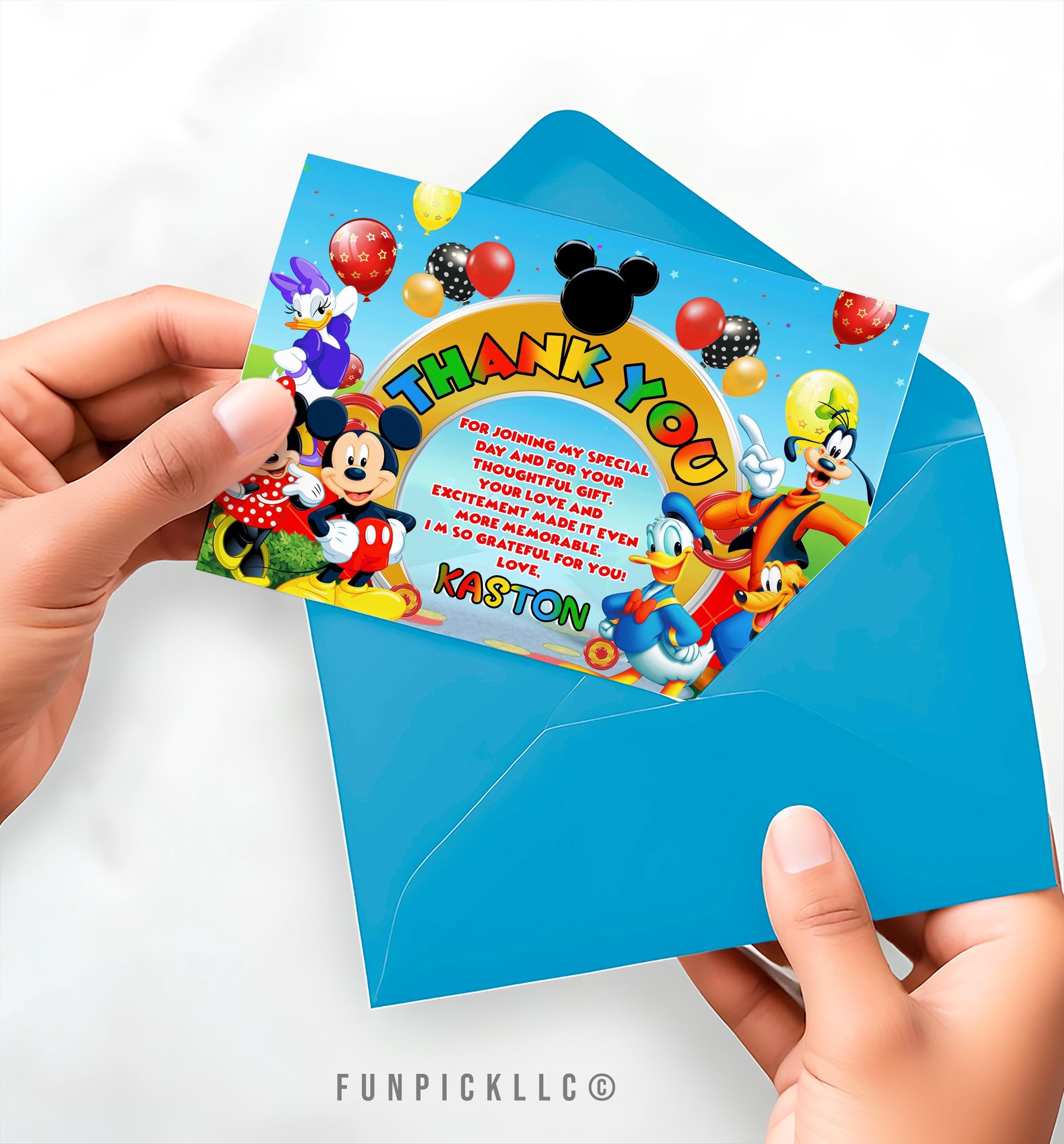 Mickey Mouse Birthday Thank You Card: Clubhouse Design (digital ...