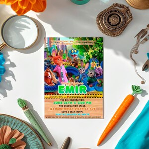 Zootopia Graduation Invitation: Zootropolis Prom Card template (Digital Download) – ZO02 image 2