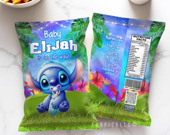 Lilo and Stitch Baby Shower Chip Bag: Editable Template (Digital Download) - STI05