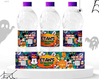 Pegatina para botella de agua de Mickey Birthday: Calcomanía de Halloween (Descarga digital) – MYM04