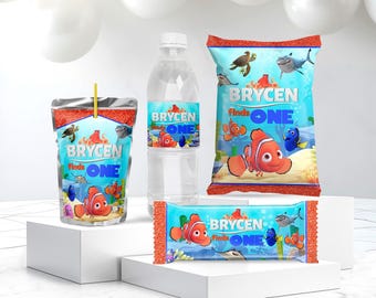 Finding Nemo Birthday Party Kit: Editable Labels, Wrappers (Digital Download)- FIN01