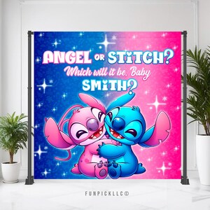 Stitch Gender Reveal Banner: Editable Stitch and Angel Theme Wall Art (Digital Download) – STA01 image 6
