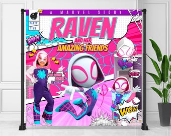 Spider Gwen Birthday Banner: Editable Spidey Wall Art (Digital Download) – SPD09