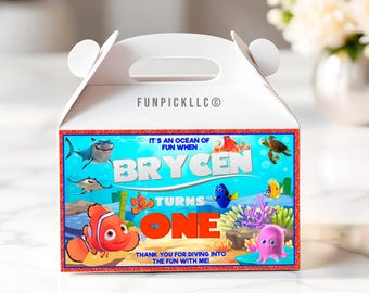Finding Nemo Birthday Box Sticker: Editable Ocean Label for DIY (Digital Download) – FIN01