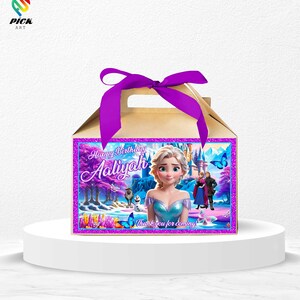 a frozen princess treat bag with a purple bow