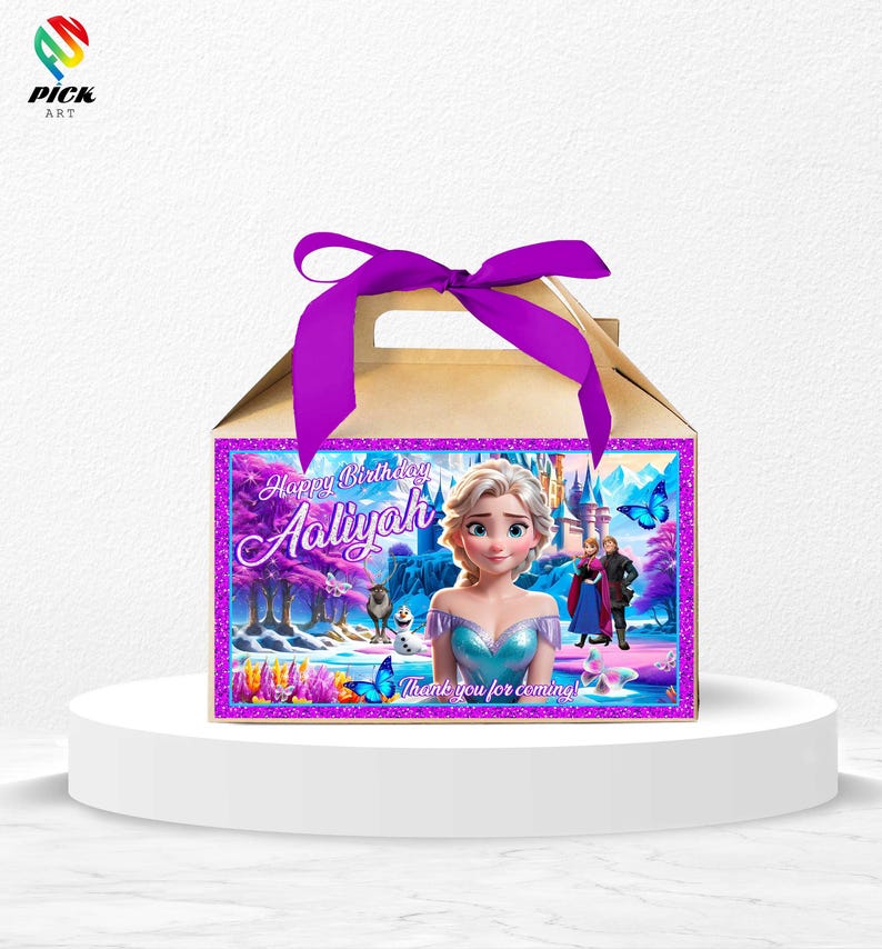 a frozen princess treat bag with a purple bow