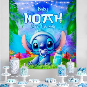 Baby Stitch Banner: Custom Blue & Green Shower Decor (Digital File) - STI05 image 5