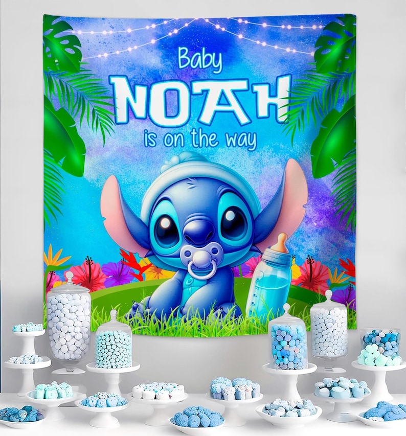 Baby Stitch Banner: Custom Blue & Green Shower Decor (Digital File) - STI05 image 5