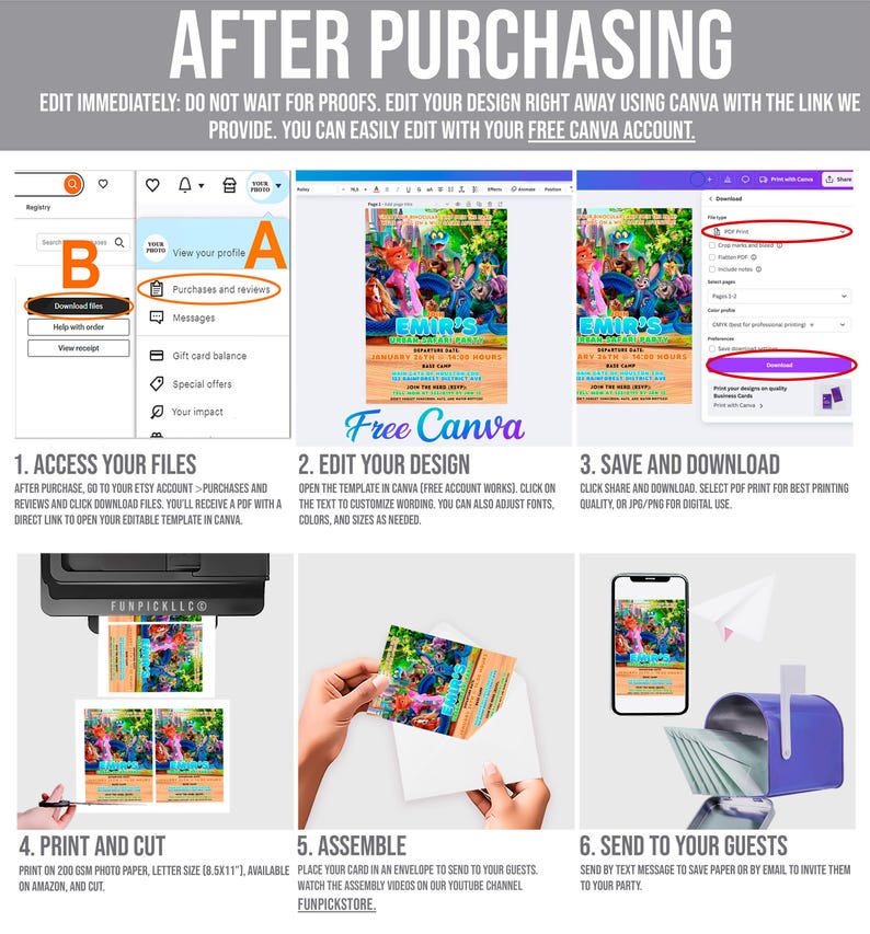 Zootopia Zoo Party Invitation: Zootropolis Card template (Digital Download) – ZO02 Bild 7