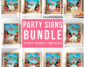 Moana Birthday Poster Bundle: Maui Signage for DIY (Digital Download) – MOA01