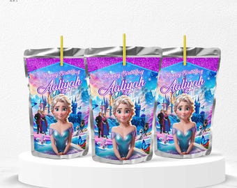 Frozen Birthday Juice Sticker: Elsa Pouch Decal (Digital Download) – FRO02