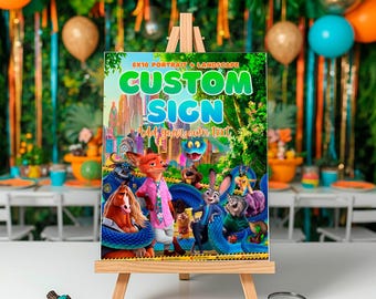 Zootopia Custom Sign: Personalized Welcome Poster Party Decor, (Digital Download) – ZO02