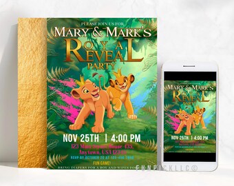 Lion King Gender Reveal Invitation: Simba and Nala Theme (Digital) - LKG04