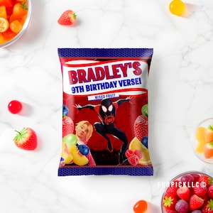 Spider Birthday Fruit Snack Wrap: Spiderman Bag Template (Digital Download) – SPD02