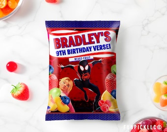Spider Birthday Fruit Snack Wrap: Spiderman Bag Template (Digital Download) – SPD02
