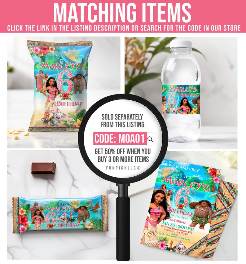 a set of items for a moan birthday party
