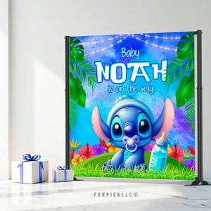Baby Stitch Banner: Custom Blue & Green Shower Decor (Digital File) - STI05 image 4