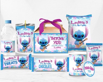 Lilo & Stitch Party Treat Wrappers: Editable DIY Labels (Digital File) - STI01