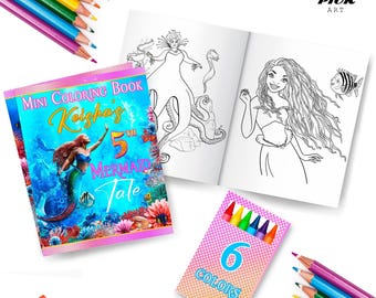 Ariel Birthday Mini Coloring Book: Little Mermaid Party Favor (Digital Download) – LMM01