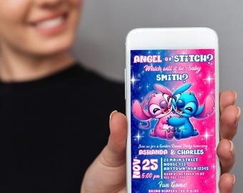 Stitch Gender Reveal Evite: Editable Stitch and Angel Mobile Invitation (DIY File) – STA01