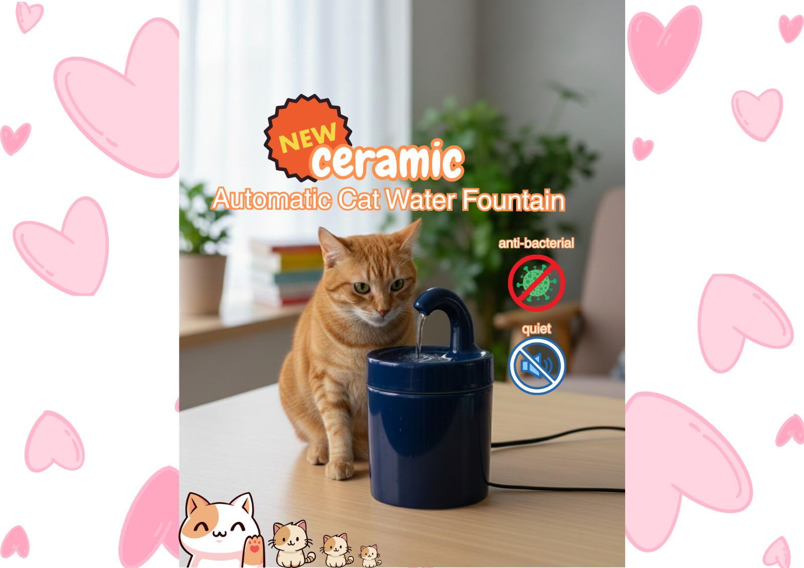 Wonder Creature Cupcake Porcelain Cat Water Fountain - Quiet Pet Water Dispenser For Cats & Dogs - View #12
