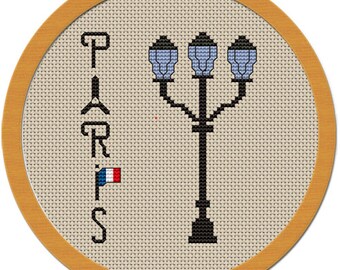 A lantern in Paris Cross Stitch Pattern PDF File