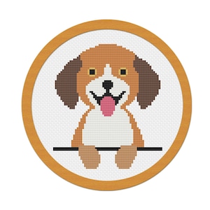 Cross Stitch Pattern - Beagle Puppy Dog - PDF File Instant Download