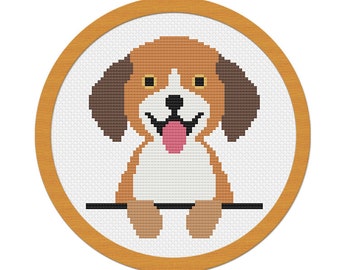 Cross Stitch Pattern - Beagle Puppy Dog - PDF File Instant Download