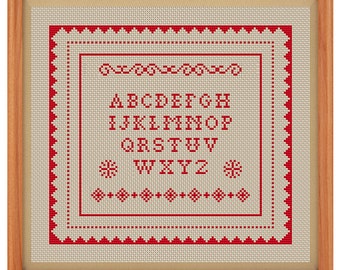 Alphabet Sampler Cross Stitch Pattern PDF file