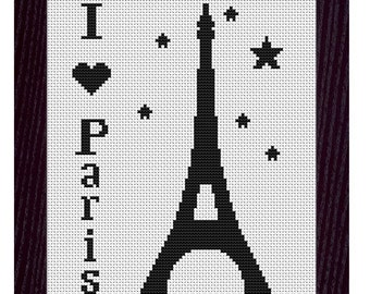 Cross Stitch Pattern - Paris France Europe-  I love Paris - Eiffel Tower - PDF File Instant Download