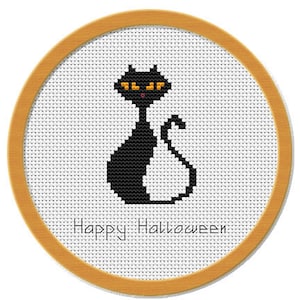 Cross Stitch Pattern - Halloween - Black Cat - PDF File Instant Download